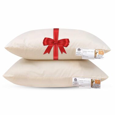 Вовняна подушка Terschellinger 60x70 см - Комплект із 2 подушок - З наповнювачем з 800 грамів натуральної вовни