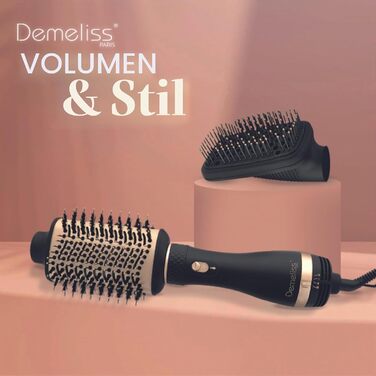 Стайлер 2 в 1 Demeliss SAINT ALGUE VOLUMEN & STIL сушіння та укладка, для всіх типів волосся, 2 змінні насадки-щітки, кераміко-турмалінове покриття, 3 температурні режими