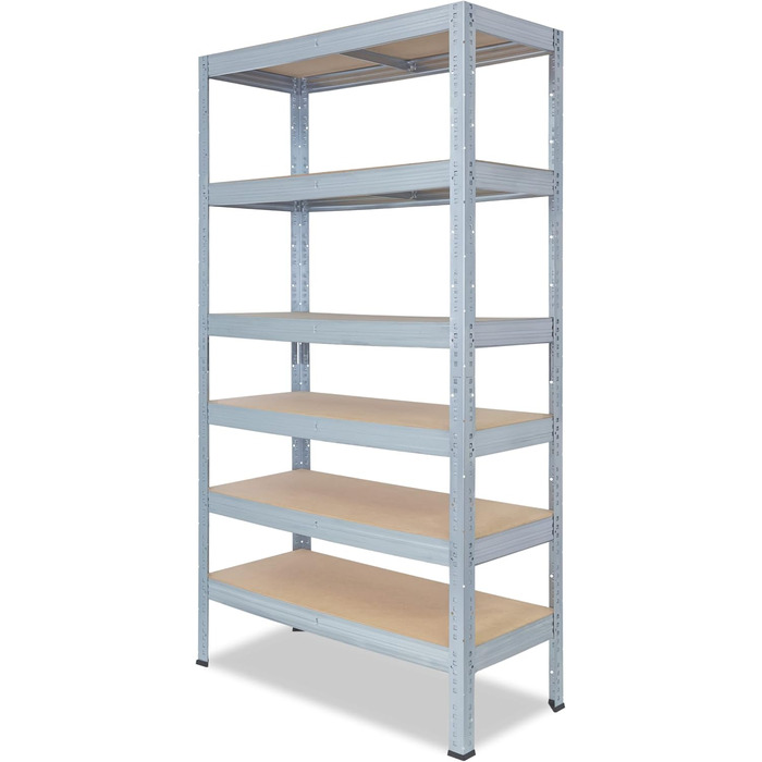 Професійний надміцний стелаж, оцинкований/металевий стелаж з 6 полицями, вантажопідйомність 166 кг кожна/металевий стелаж для підвалу, гаражний стелаж, стелаж для майстерні або стелаж для зберігання/навісний стелаж, металевий, В 200см / Ш 110см / Г 40см, 