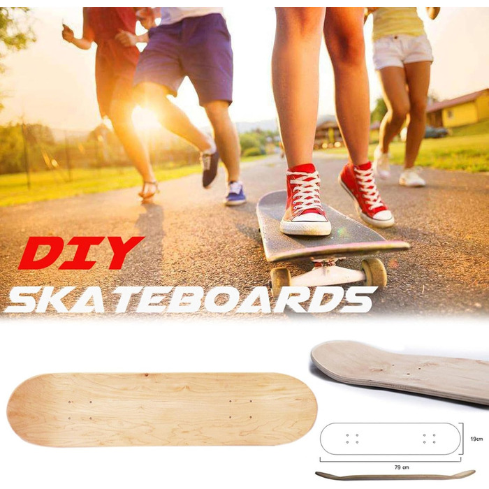 Професійна заготовка для скейтборду з кленового дерева, 8 дюймів, 8 шарів, клен, подвійний увігнутий скейтборд, вуличний скейтборд, скейтборд з грубим увігнутим покриттям, середній розмір, для дорослих та хлопчиків