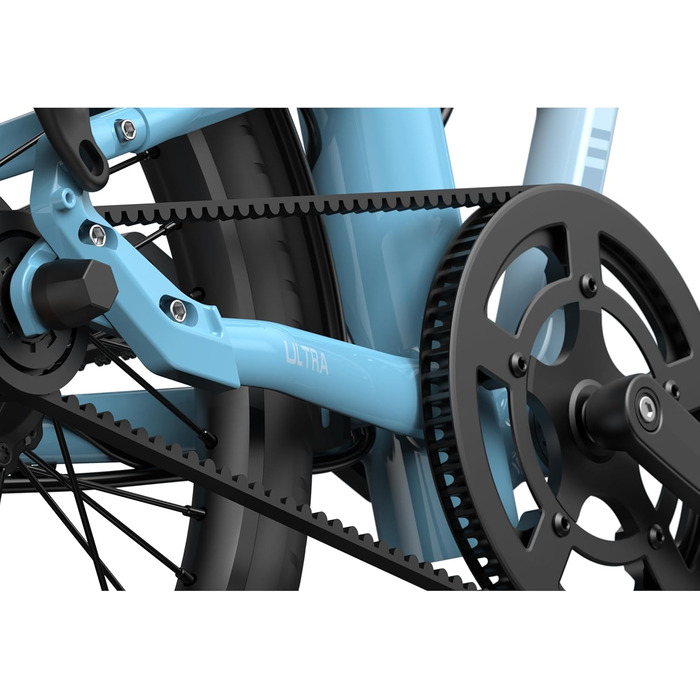 Складаний електровелосипед, ремінний привід, міський велосипед, автоматична 3-швидкісна внутрішня втулка, задній двигун, електровелосипед для жінок/чоловіків, схвалено німецькими правилами дорожнього руху (StVZO), синій, 20Ultra