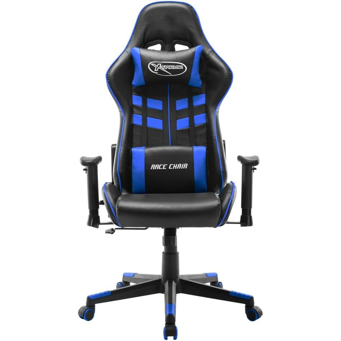 Геймерське крісло, офісне крісло, чорно-синє, штучна шкіра