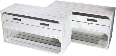 Білі дерев&39яні ящики з шухлядами та відділеннями - місце для взуття та шапок, шарфів, рукавичок (68x40x30см, широкий ящик для фруктів з шухлядою, 68x40x30см) Широкий ящик для фруктів з шухлядою 68x40x30см 68x40x30см