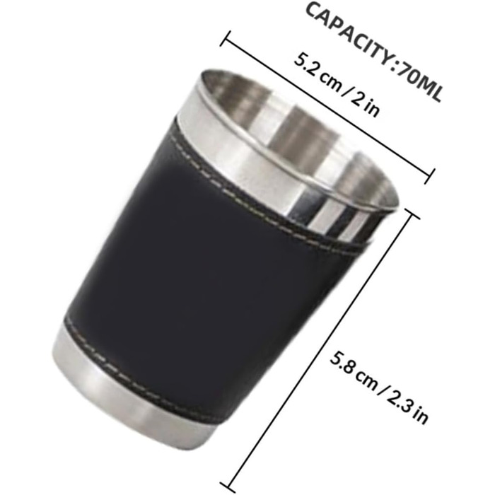 Маленькі чарки з нержавіючої сталі об&39ємом 70 мл з футляром для перенесення, портативні келихи для вина в поході, ударостійкі металеві чашки для подорожей на природі та пікніків