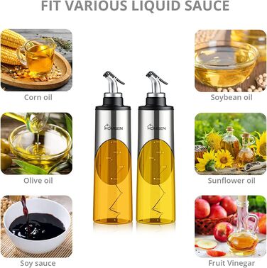 Пляшка з олією HOMGEN 2 шт. Пляшка з оцтом з носиком для пресування та герметизації Пляшка з розпилювачем 650 мл зі шкалою з безсв