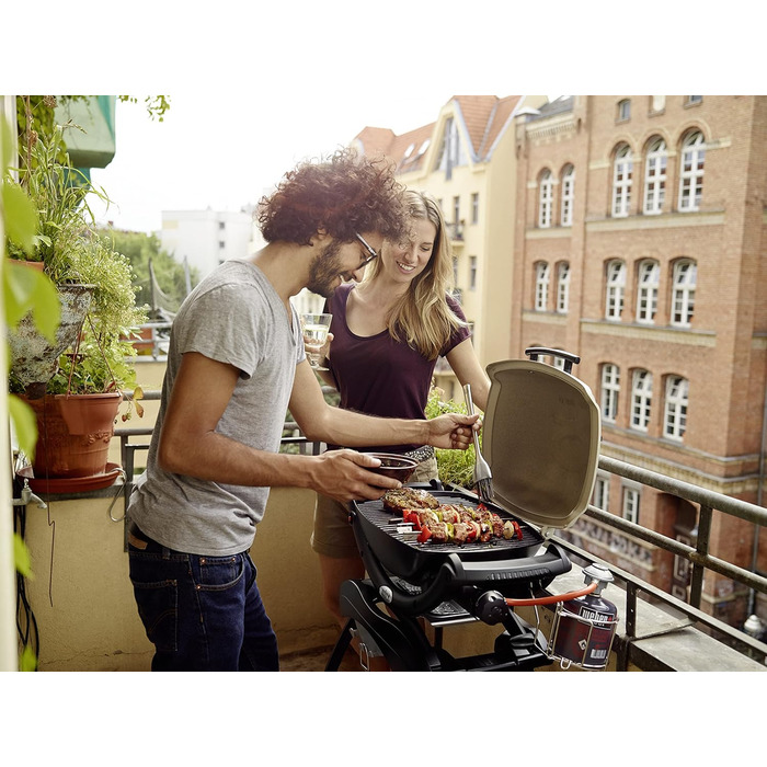 Газове барбекю Weber Q1000, поверхня гриля 43 x 32 см, портативний гриль-барбекю, 1 конфорка, 2-секційна порцелянова емальована ли