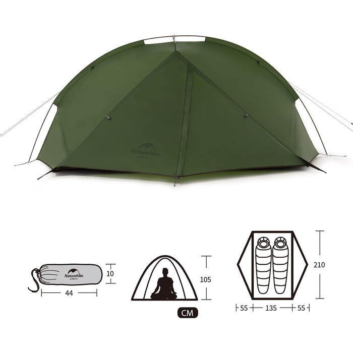 Намет-рюкзак Naturehike Taga Ultralight для 1/2 осіб, лісово-зелений, 2 особи