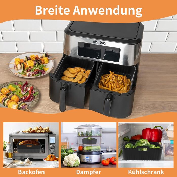 Аксесуари для фритюрниці INMUA, силіконова форма для фритюрниці, аксесуари для фритюрниці Ninja Foodi AF400EU AF300EU 7.6 л - 9.5 л, аксесуари для фритюрниці з кулінарною книгою для фритюрниці - Black Black-1