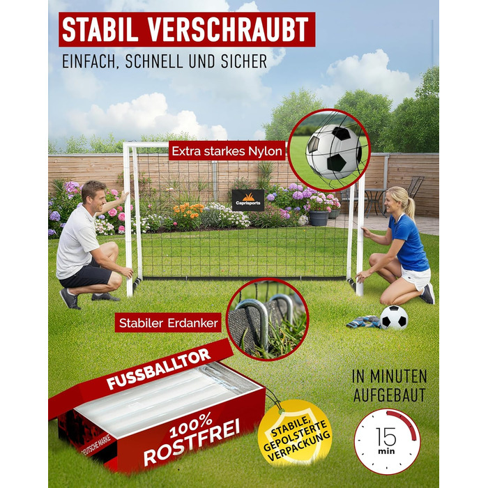 Футбольні ворота для дітей та дорослих Надзвичайно стабільні, стійкі до іржі футбольні ворота для саду Включає ґрунтові анкери Міцні футбольні ворота для вулиці Футбольні ворота для дитячих садів Ворота 3 розмірів 240x160 см