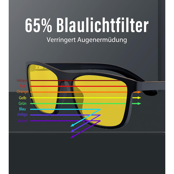 Блокування синього світла Окуляри-Ігрові окуляри-Антивідблиски-Проти втоми-Підходить для екранів, ігор, телевізора Жовтий - 65 - Найкраще для ігор Жовтий - DayNight, 99