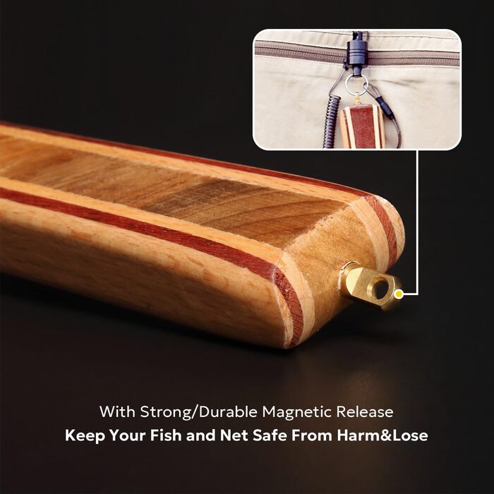 Підсак для нахлистової риболовлі SF з дерев&39яним каркасом, м&39яка гумова сітка, підсак для форелі, компактний підсак &quotспіймав і відпусти&quot