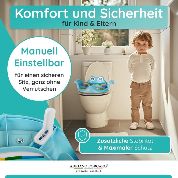 Дитяче сидіння для унітазу - Зручний для дітей дизайн жабки I Дитяче сидіння для унітазу із захистом від бризок I Легко встановити