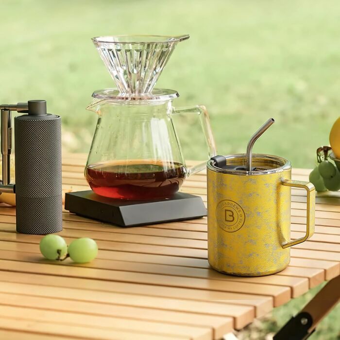 Титанова чашка CASABREWS Gold з кришкою, золота