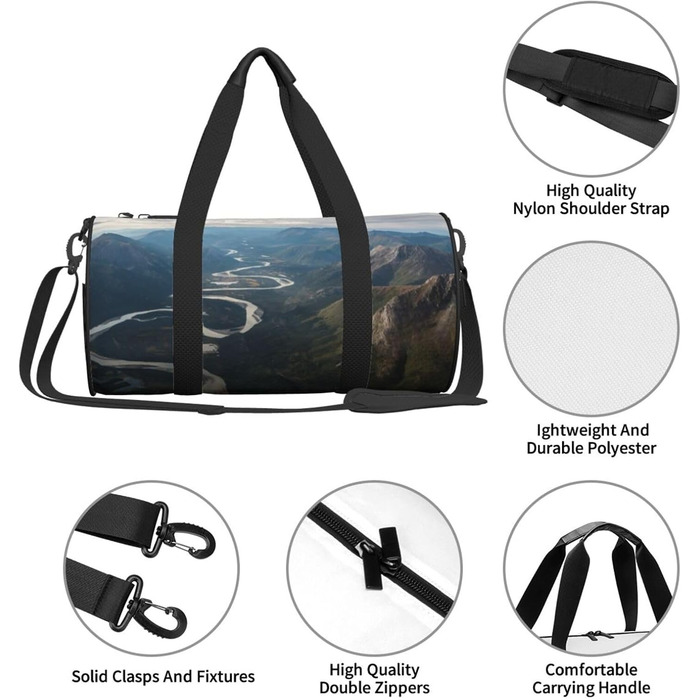Спортивна сумка для подорожей, туристична сумка з принтом, сумка на нічліг, чорна, універсальний розмір