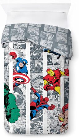 Комплект дитячої постільної білизни Marvel Comics Comic Cool 100 бавовна Односпальне ліжко 135x200 см - Підодіяльник наволочка 80x