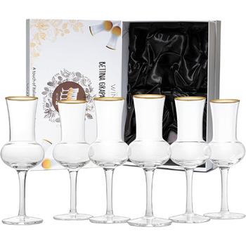 Кришталевий набір з 6 келихів для граппи, 85 мл, для напоїв після вечері, форма італійського тюльпана, дегустаційні келихи, ідеаль