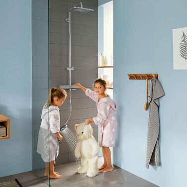 Душова система hansgrohe Croma E з термостатом, тропічним душем (280 x 170 мм), ручною лійкою (3 режими), шлангом та квадратною головною лійкою (1 режим), хром, 27630000