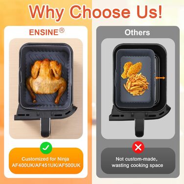 Аксесуари для фритюрниці ENSINE, аксесуари для фритюрниці для фритюрниці Ninja AF400EU, AF500EU, 9-10.4L XXL, включаючи силіконову форму, масляний спрей, решітку для гриля, силікон форми для випічки, папір для випічки тощо. НАБІР 22 шт.