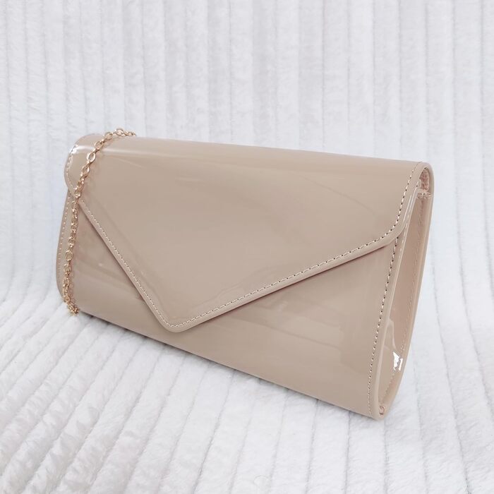 Клатч/Сумочка лакована для нареченої, весілля, вечірки, середнього розміру, колір нюд