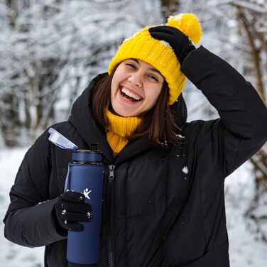 Термос 1 л, герметичний термос, ізольована пляшка без бісфенолу А, пляшка з нержавіючої сталі для спорту, школи, фітнесу, активного відпочинку, кемпінгу, 1000 мл, темно-синій