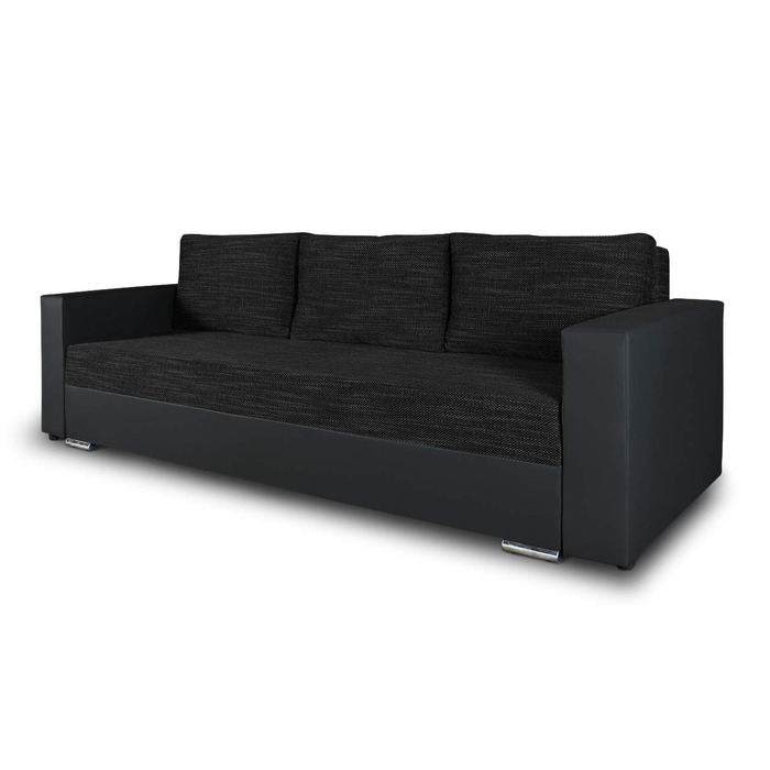 Диван-ліжко Bird - диван з функцією сну та відділенням для зберігання речей, розкладний диван, розкладний диван з хромованими ніжками, кушетка, комплект диванів, комплект диванів (Чорний Чорний (Dolaro 08 Berlin 02))