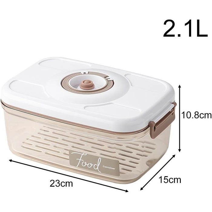 Герметична контейнер-вакууматор з кришкою, що не протікає, сумісний з вакуумним насосом для тривалого зберігання свіжості, великий об'єм (2,1 л)