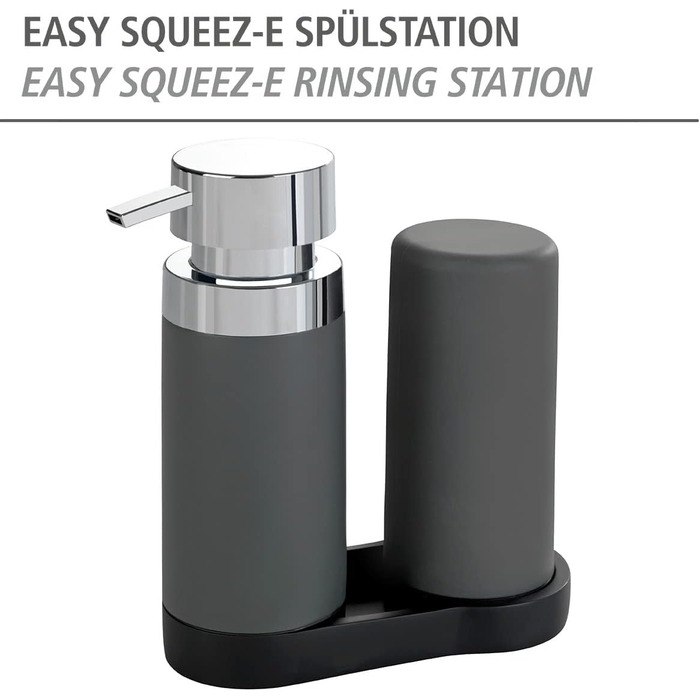 Ополіскувач сірий, 250 мл кожна, багаторазова станція для миючих засобів і мила, 15 x 18 x 7 см, сірий