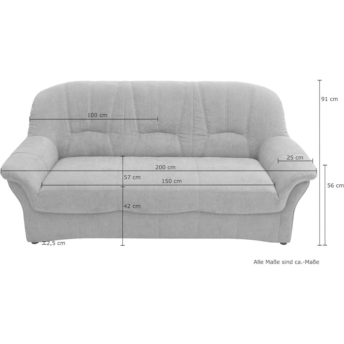 Колекція DOMO. Диван Bahia FK, 3-місний диван з пружинною оббивкою, диван з пружинною оббивкою в класичному дизайні, 3-місний, м&39які меблі 200 x 57 x 91 см (Ш x Г x В), зелений Зелений 3-місний