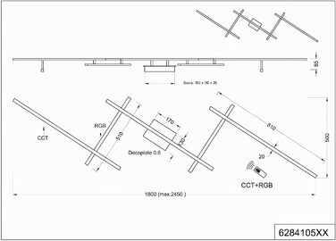 Стеля LED-світильник Trio Leuchten Arvin 628410532, матовий чорний метал, 22 Вт, з пультом керування та зміною кольору
