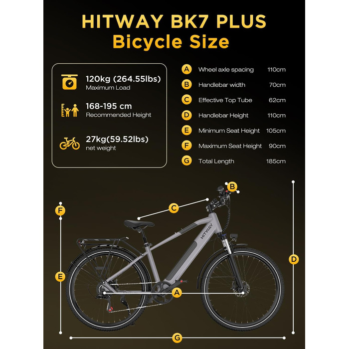 Електричні велосипеди 27,5/29 дюймів, Знімний акумулятор 36 В 12,8 Аг, Двигун 250 Вт до 25 км/год, Запас ходу 50-80 км, Міський електровелосипед Pedelec MTB для дорослих, Сірий BK7S PLUS - 29 дюймів - 7 швидкостей