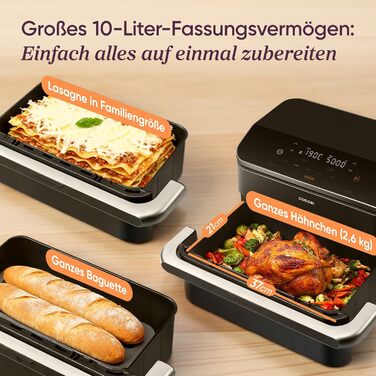 Аерофритюрниця Cosori Dual Blaze Twinfry, гнучкі камери, 10 л, Flex-кошик, матовий чорний