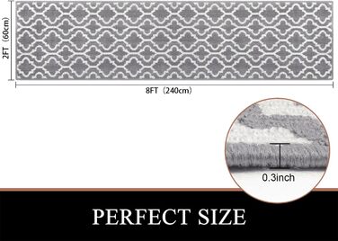 Килимова доріжка SHACOS 60x240 см, нековзка доріжка для передпокою, довгий сучасний кухонний килим, доріжка для передпокою, яку можна прати, для кухні, входу, вітальні, сірий 60 x 240 см сірий