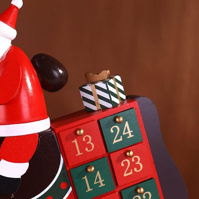 Дерев'яний календар Санта-Клауса на 24 дні Uqezagpa