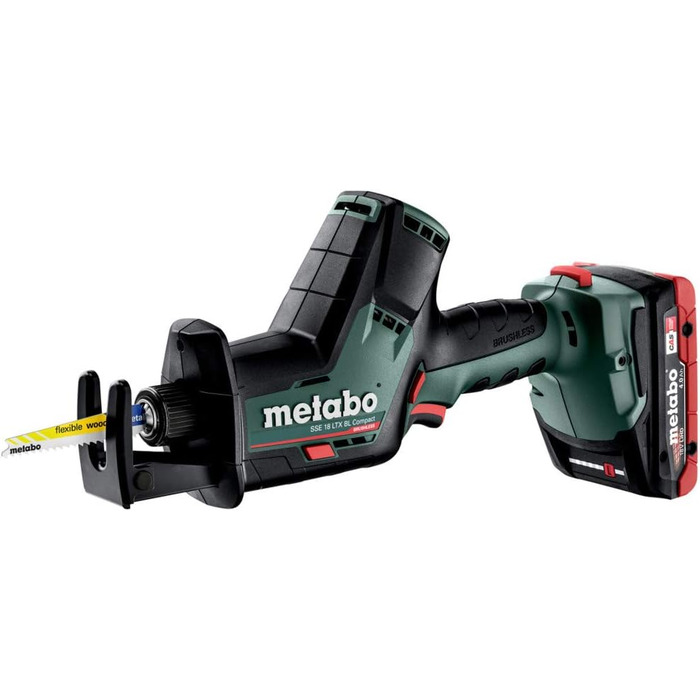 Акумуляторна ударна пила Metabo SSE 18 LTX BL Compact (602366800) пластиковий корпус 18В 2х4Ач LiHD ASC 55