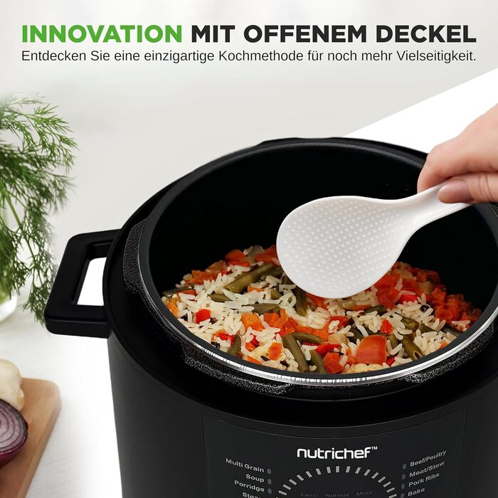 Мультиварка-скороварка NutriChef 5,7 л 9 програм, цифровий тиск-котел, рисоварка та пароварка, чорна
