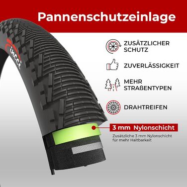 Велосипедні покришки Fincci MTB (26x1.95 дюйма) з захистом 3 мм