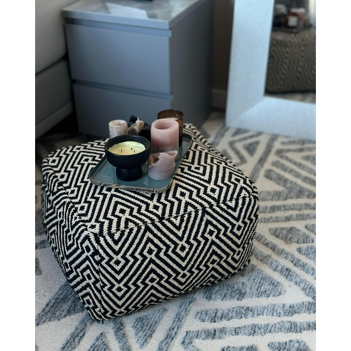 Пуф-табурет Beliani з сидінням у чорно-білому візерунку, бавовняний Mukki