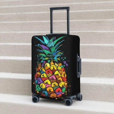 Чохол для валізи Яскравий ананас, міцний захист для багажу, підходить для валіз розміром 45.7-81.3 см, розмір XL, чорний, екстра-великий