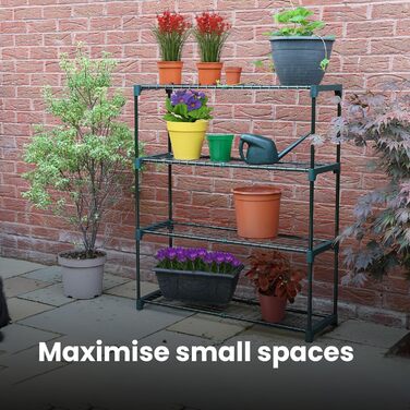 Садова полиця DIVCHI на 4 рівні Полиця для теплиці Полиця для сараю Полиці для рослин Полиця для гаража Вітрина для теплиці легке складання без інструментів (2 шт.) (Квіткові горщики не входять до 2 шт. (4-рівнева))