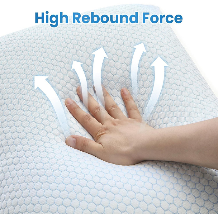 Охолоджувальна подушка UNIKOME 40x80 см, 2 шт., подушка з піни з ефектом пам&39яті, двостороння, охолоджувальна подушка холодна/тепла, знімна, синя для літа/осені, біла для зими/весни, Oeko-Tex 40 x 80 см, шестикутник 2