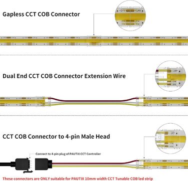 Світлодіодна стрічка PAUTIX COB CCT Теплий білий Холодний білий, 5M 3200 світлодіодів з можливістю затемнення 2700K-6500K 24V Набір світлодіодних стрічок із джерелом живлення та радіочастотним пультом дистанційного керування для спальні Кухня Телевізор Дз