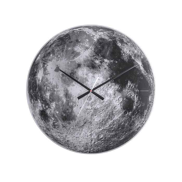 Настінний годинник Karlsson KA5475 Moon, скло, сірий, 60 x 60 см, чорно-білий