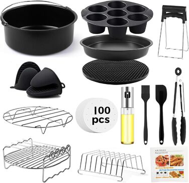 Аксесуари для фритюрниці TOIMALDO XL - набір аксесуарів для фритюрниці з 15 предметів підходить для фритюрниці Philips 6.2 л COSORI 4.7 л Ninja 5.2 л тощо (20 см) 8 дюймів