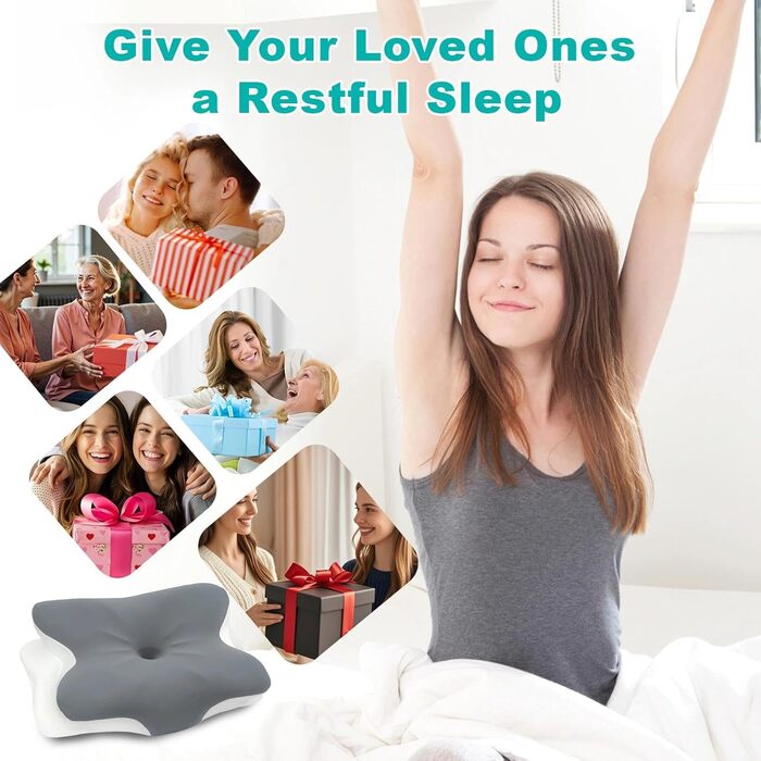 Подушка з піни з ефектом пам&39яті, подушка для підтримки шиї, подушка для шиї, подушка для голови від болю в шиї, ортопедична подушка, ергономічна подушка для сну на боці, спині та животі 63 x 42,5 x 13,8/9 см (1 упаковка)