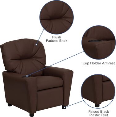 Дитяче крісло Flash Furniture, сучасне, з підсклянником, шкіра, коричнева LeatherSoft