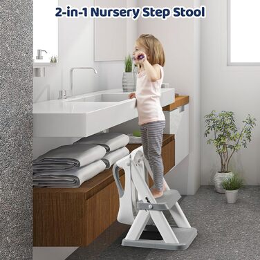 Дитяче сидіння для унітазу Wimaha, оновлене дитяче сидіння для унітазу 2 в 1 зі сходами, регульований по висоті складний дитячий т