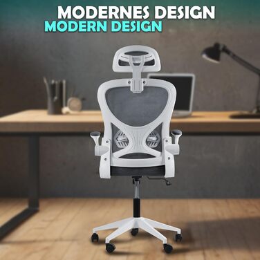 Офісне крісло sesto senso, темно-сіре, ергономічне з поперековою опорою та відкидними підлокітниками, крісло керівника, регульований підголівник, 1 темно-сіре