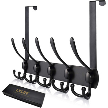 Гачки дверні LYLIN з нержавіючої сталі, вішалка дверна на 15 гачків, гачки дверні без свердління, гачки дверні для кухні, ванної,