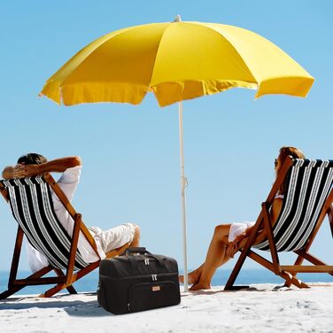 Велика сумка-холодильник Lifewit 23 л 32 банки, складна сумка-холодильник, ізольована сумка для обіду, легка, портативна сумка-холодильник, двошарова для пікніка, пляжу, роботи, подорожей, чорна