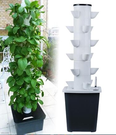 Стручків Hydroponics Tower Garden Гідропонна система вирощування Аеропоніка Набір для вирощування трав, фруктів і овочів з гідратаційним насосом, адаптером, сітчастими горщиками, таймером для трав, фруктів і овочів 30 отворів, 30